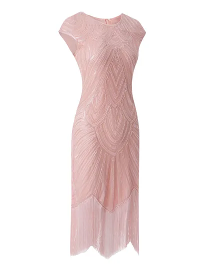 Fringed braid sequin dress Pink - Shop at LoveMi