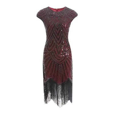 Fringed braid sequin dress Wine - Shop at LoveMi