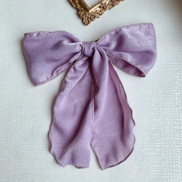 Silk satin oversized bow hair tie Purple Hairpin - Shop at LoveMi