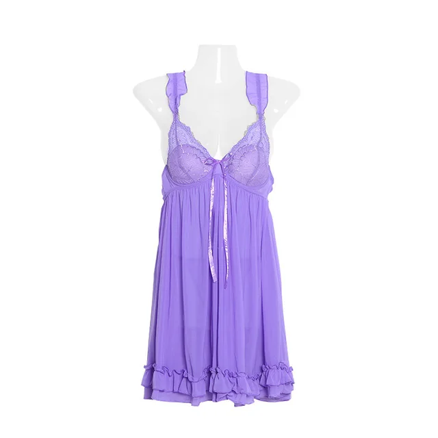 Babydoll Lingerie Lace Chemise Purple - Shop at LoveMi