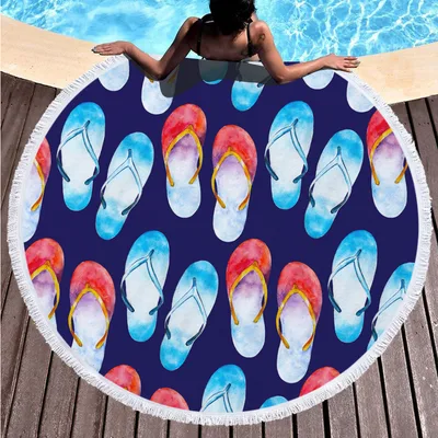 Digital printing round beach towel 11 Style Tassel 150X150Cm - Shop at LoveMi