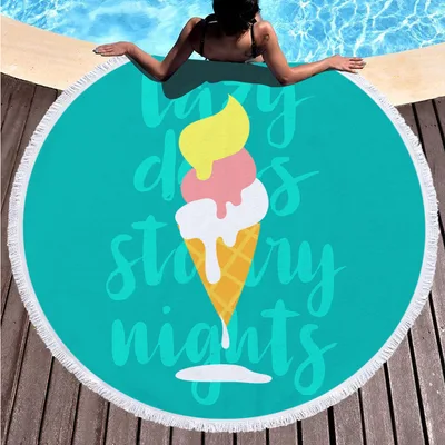 Digital printing round beach towel 14 Style Tassel 150X150Cm - Shop at LoveMi