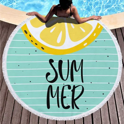 Digital printing round beach towel 4 Style Tassel 150X150Cm - Shop at LoveMi