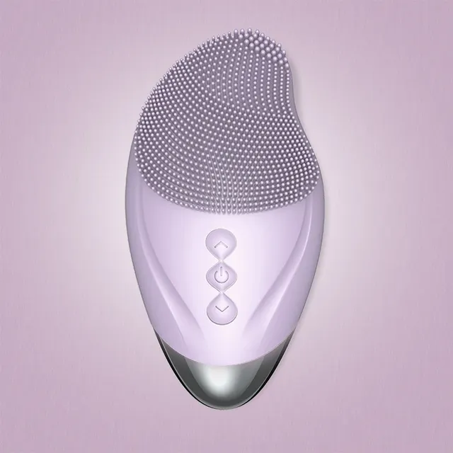Heated electric silicone cleansing instrument - Purple