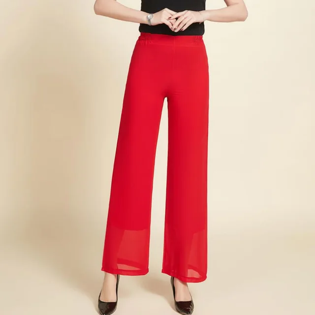 New Casual Double Layer Dancing Culottes, Thin Draped Trousers, Split Trousers Red Not Split - Shop at LoveMi