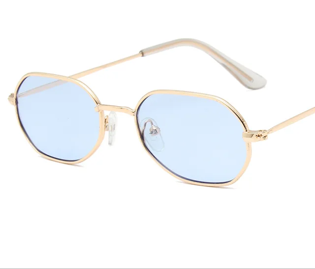 Polygonal sunglasses irregular small box colorful marine film sunglasses men cross border sales glasses Gold Blue - Shop at LoveMi