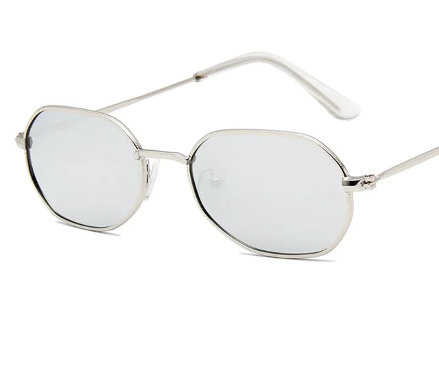 Polygonal sunglasses irregular small box colorful marine film sunglasses men cross border sales glasses Silver - Shop at LoveMi