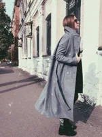 Oversized Cashmere Maxi Coat - Gray