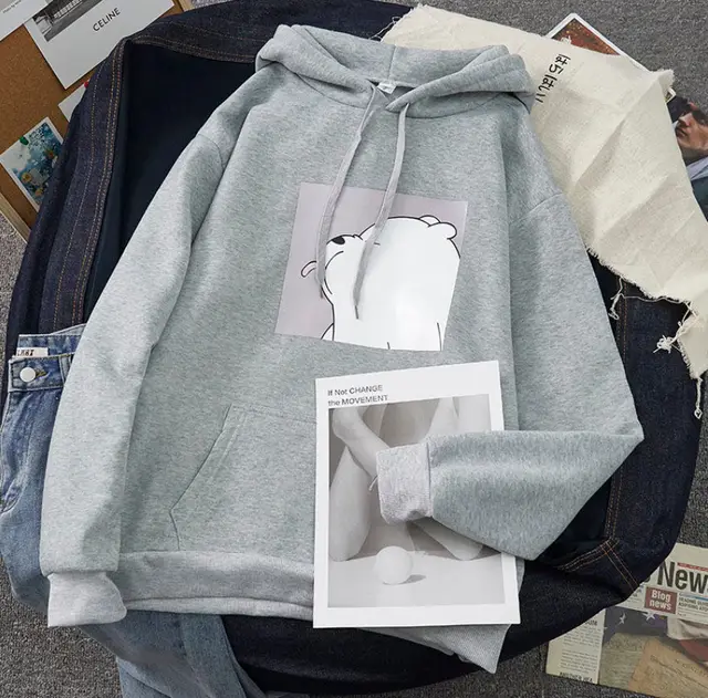 Hooded sweater women's autumn winter new loose large size Grey - Shop at LoveMi