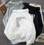 Hooded sweater women's autumn winter new loose large size - White
