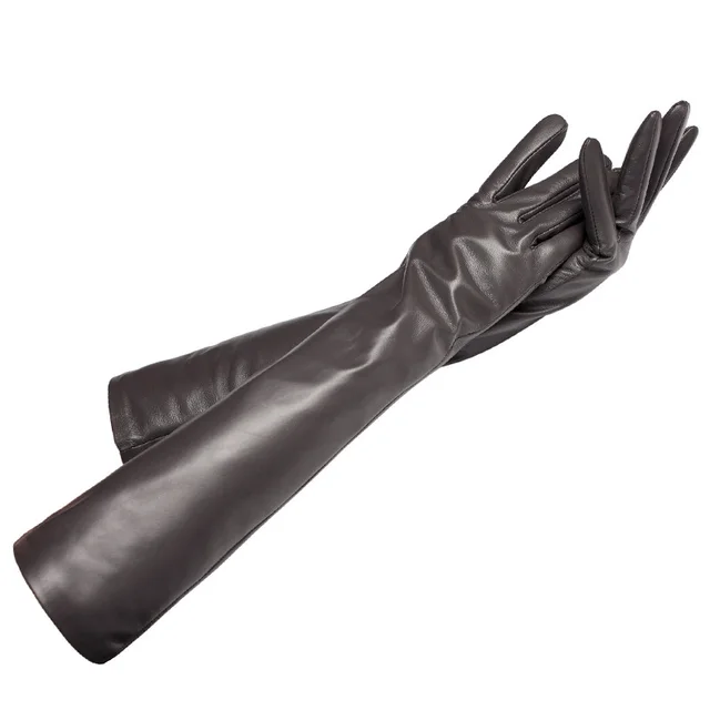 Winter long sheepskin gloves Dark Grey - Shop at LoveMi
