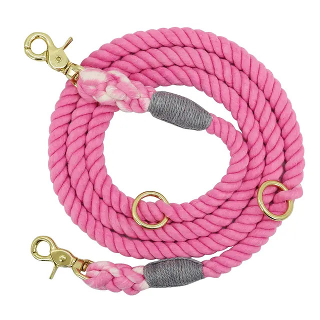 Gradient Color Dog Collars Accessories Leashes Rope Metal Chain Collar Strap Pet Outdoor Walking Training Long Traction Rope Pink - Shop at LoveMi