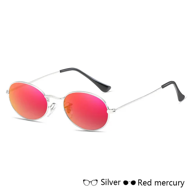 Fashion Women Sunglasses Famous Oval Sun Glasses Luxury Brand Metal Round Frames Black Small Eyewear Red - Shop at LoveMi