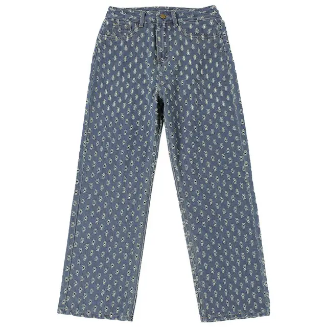 Personalized High waisted Wide legged Holes In All match Slim Jeans Blue - Shop at LoveMi