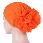 Monochrome large flower bandana hat - Orange