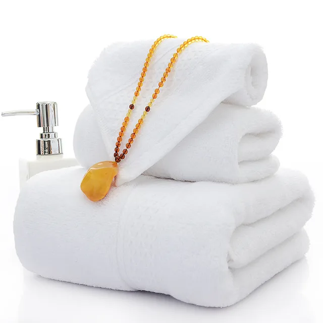 Bath Towel Long Staple Cotton Padded Towel Towel Square Plain Color White - Shop at LoveMi