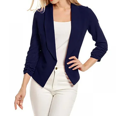 Cardigan Suit Jacket Work New Autumn Women Office Coat Blue - Shop at LoveMi
