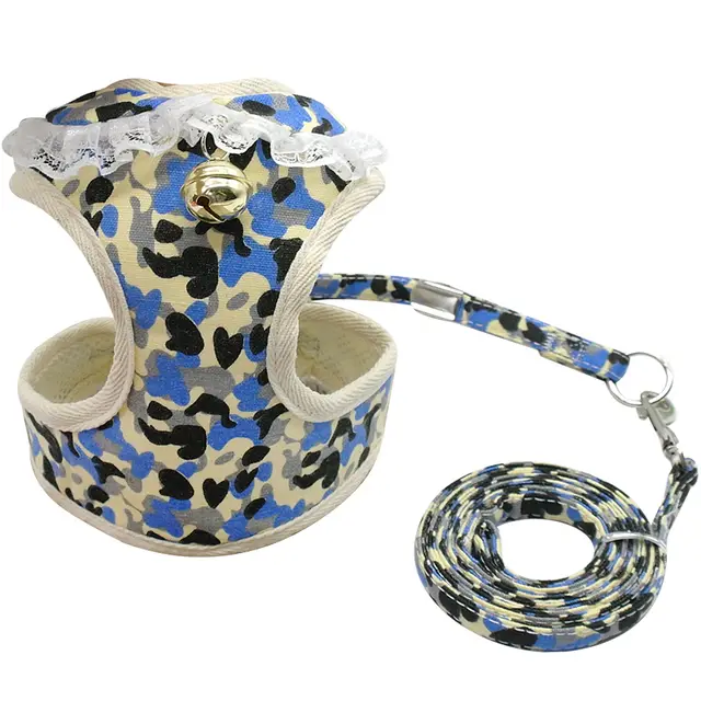 Chest harness pink bell dog leash small dog dog harness Camouflage - Shop at LoveMi