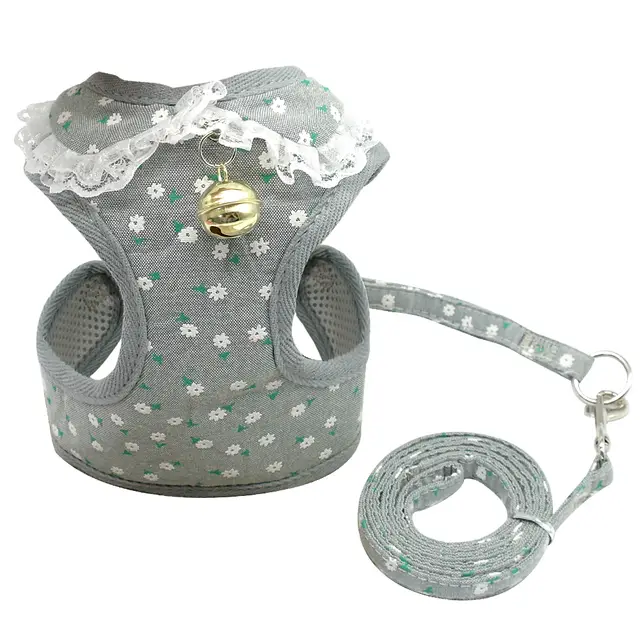 Chest harness pink bell dog leash small dog dog harness Grey - Shop at LoveMi
