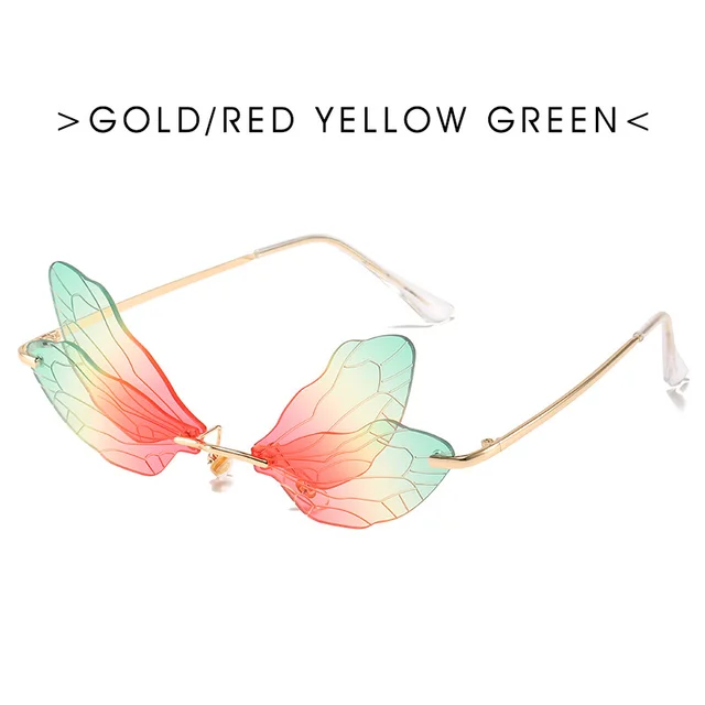 Dragonfly wings sunglasses Glod Red Yellow Green - Shop at LoveMi