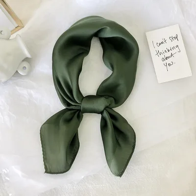 Pure color ladies tie wrap silk scarf Dark Green - Shop at LoveMi