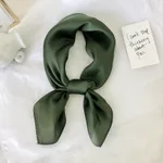 Pure color ladies tie wrap silk scarf - Dark Green
