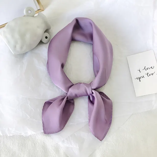 Pure color ladies tie wrap silk scarf Purple - Shop at LoveMi