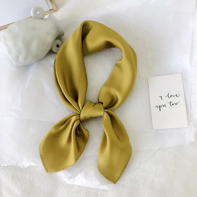 Pure color ladies tie wrap silk scarf Yellow - Shop at LoveMi