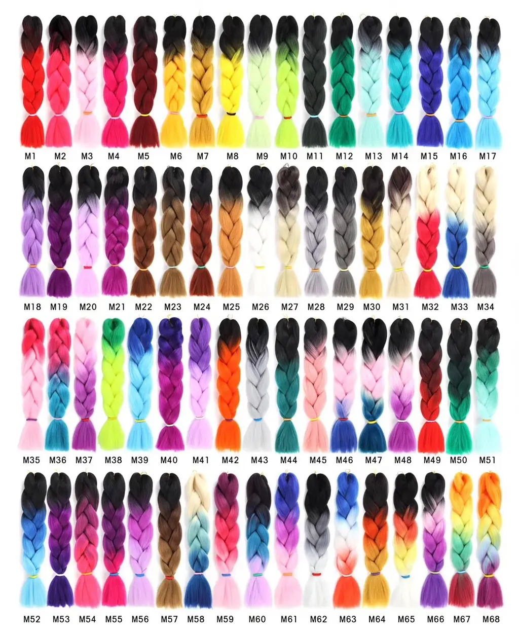 Colorful Synthetic hair Braids Ombre Braiding Hair Extensions 24Inch 100g - M36
