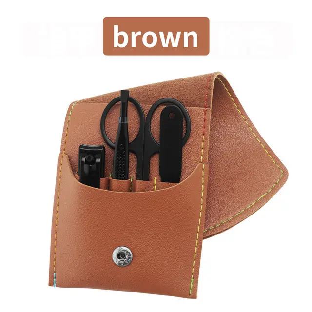 set Nail Clipper Cutter Trimmer Ear Pick Grooming Kit Manicure Set Pedicure Toe Nail Art Tools Set Kits with Bag Brown - Shop at LoveMi