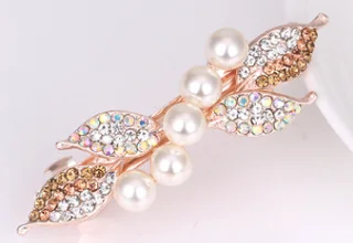 Metal leaf shaped hair clip - Champagne