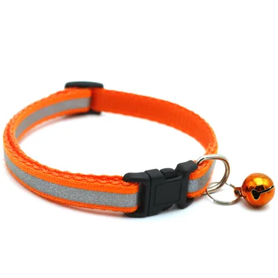 Reflective Patch Bell Cat Pet Collar Orange - Shop at LoveMi