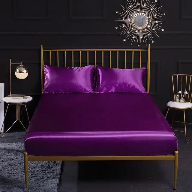 Three piece silk mattress protection cover Purple - Shop at LoveMi
