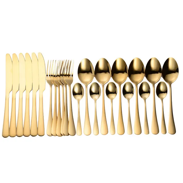 24 piece stainless steel cutlery set Gold - Shop at LoveMi