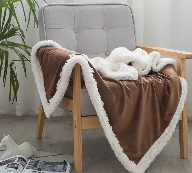 Double blankets spring and autumn warm nap blanket Coffee - Shop at LoveMi