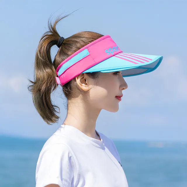Retractable pull board hollow top women sun hat Rose Red - Shop at LoveMi
