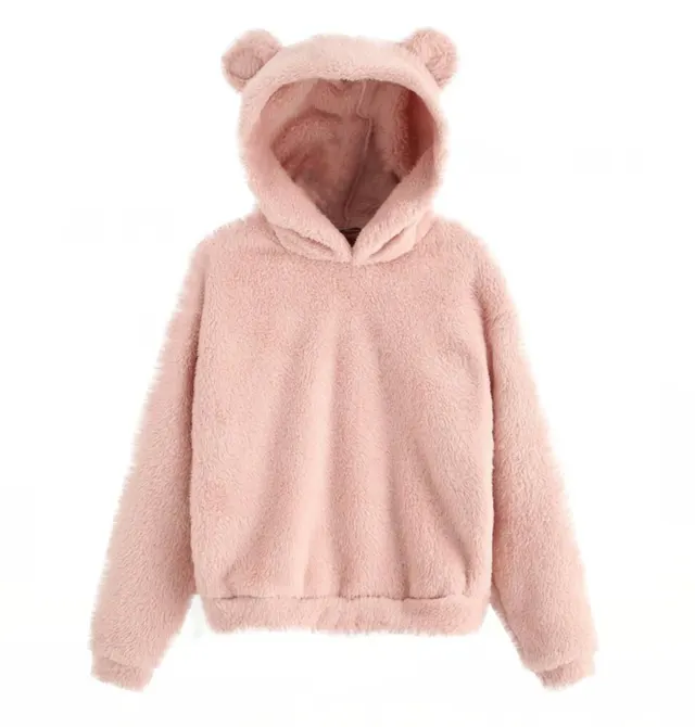 A hooded warm sweater hoodie Pink - Shop at LoveMi