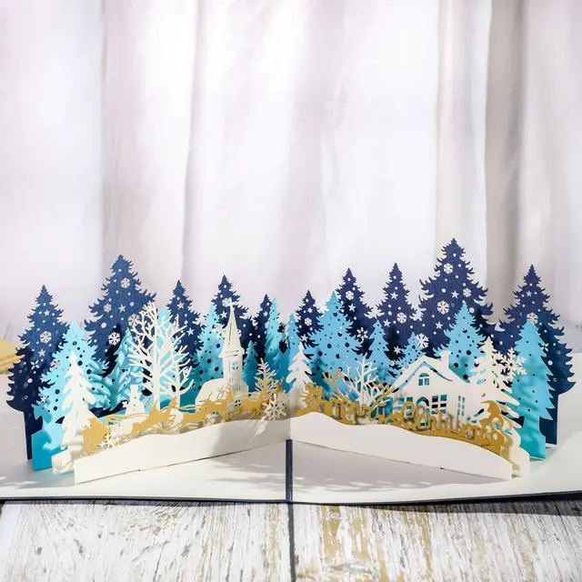 Paper sculpture Christmas card Forest - Shop at LoveMi
