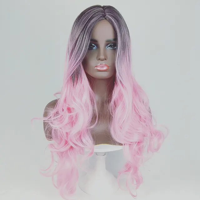 Gradient long curly hair Pink - Shop at LoveMi