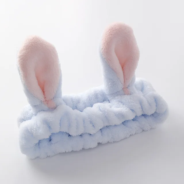 Korean version of the sweet and lovely hair band Japanese two rabbit rabbit ears hair band Light Blue - Shop at LoveMi