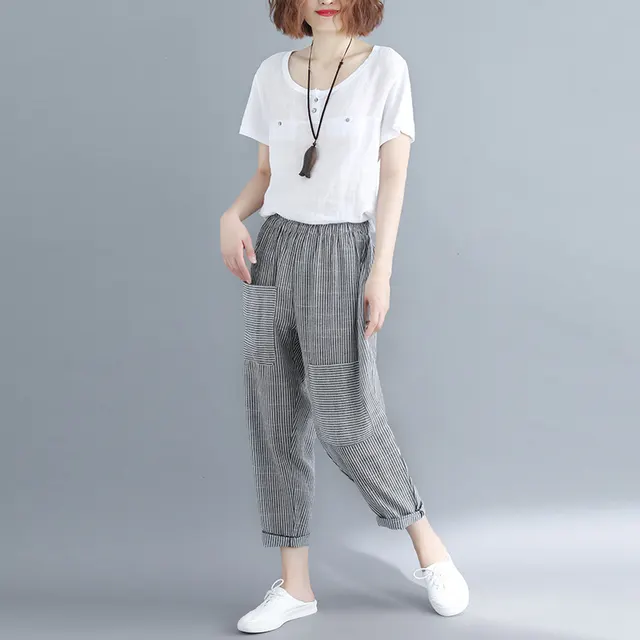 Loose casual Haren pants, elastic waist, radish pants, casual pants - Shop at LoveMi