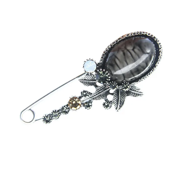 Full Diamond Resin Sweater Retro Big Pin Pearl Brooch Black - Shop at LoveMi