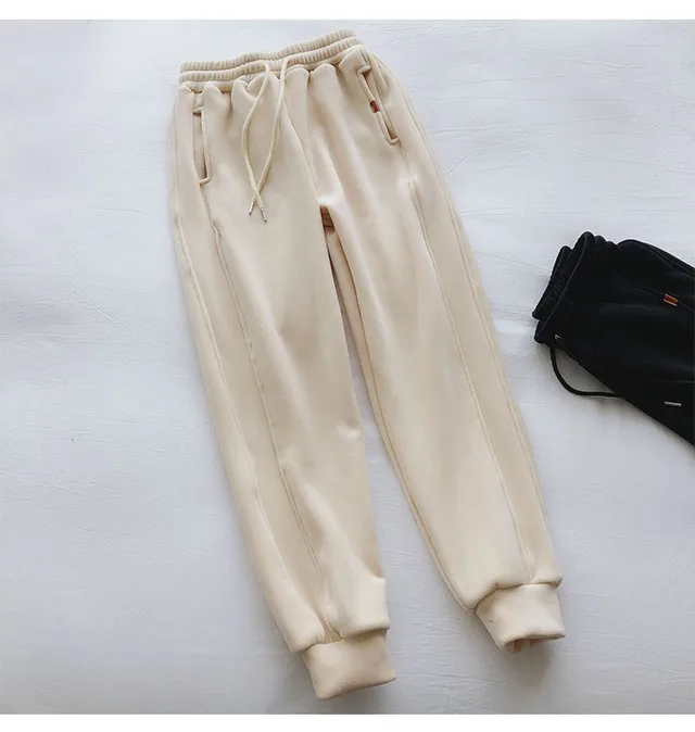 Heavy pants slacks show slimming slacks and ankle hoodies Apricot - Shop at LoveMi