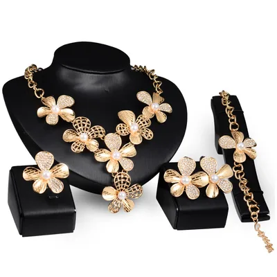 Gold Jewelry Exaggerated Alloy Four piece Set Default - Shop at LoveMi