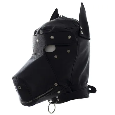 Leather Hood Leather Dog Hooded Toy Hood Black Dog Headgear - Shop at LoveMi