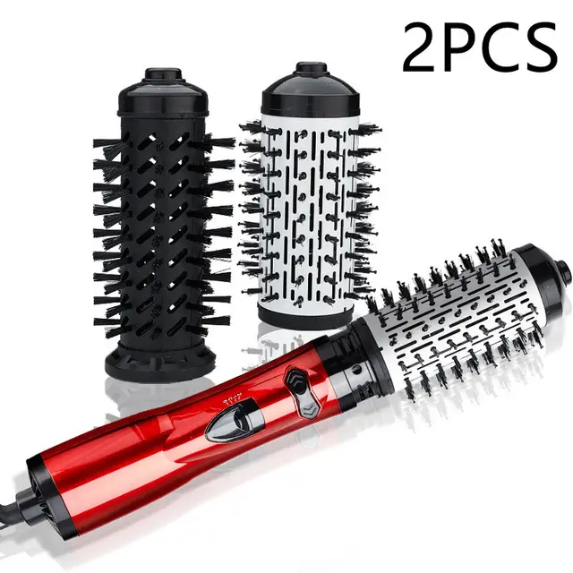 Professional Hair Dryer Rotary Brush Machine 2 in 1 Multifunction Hair Curler Curling Iron Wand Styling Tools Red Eu 2Pcs - Shop at LoveMi