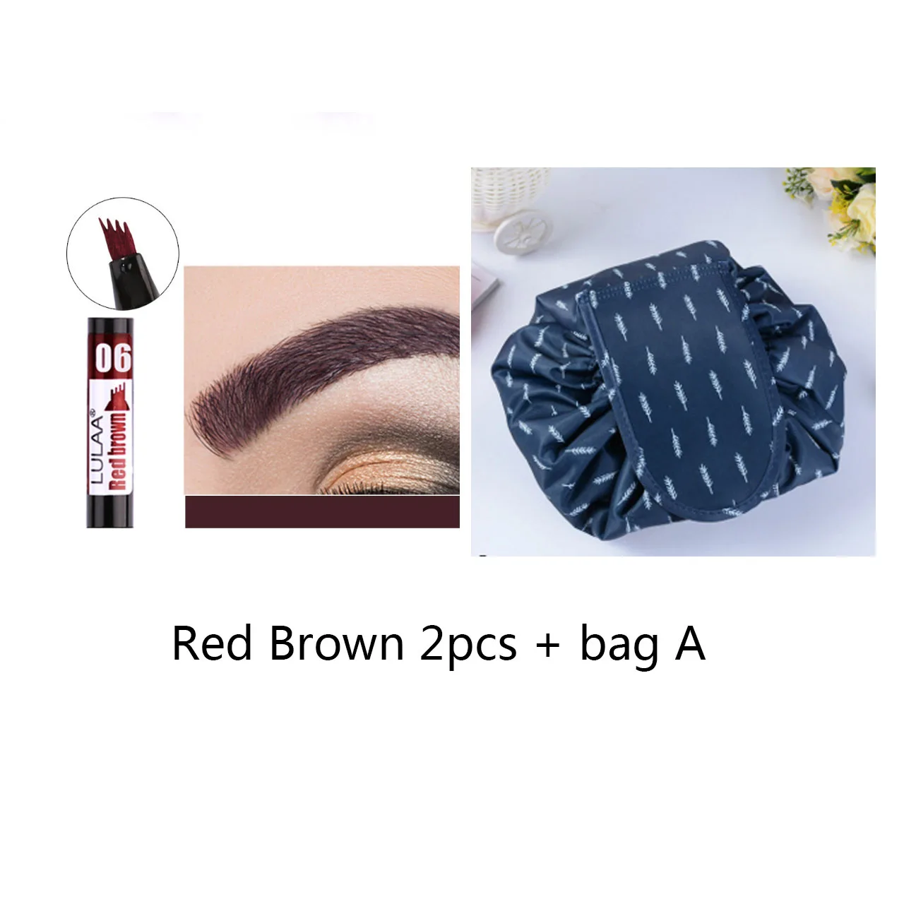 Not blooming liquid eyeliner - Red Brown 2Pcs+A