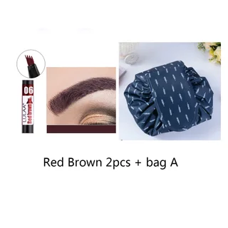 Not blooming liquid eyeliner - Red Brown 2Pcs+A