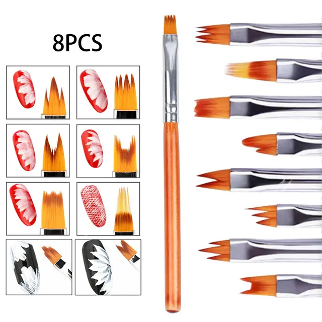 8 nail brushes set Red - Shop at LoveMi