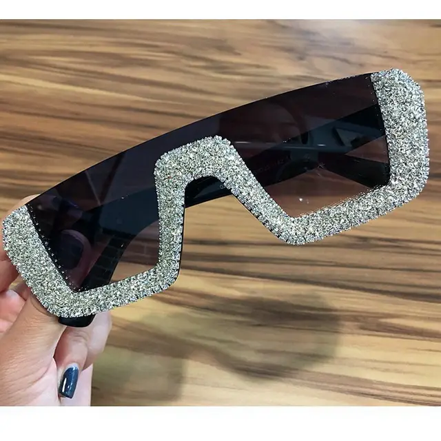 Rhinestone Square Sunglasses White - Shop at LoveMi